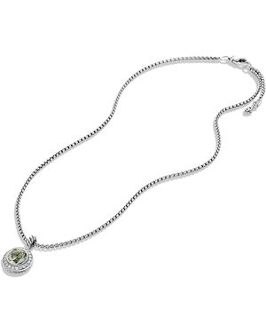 David Yurman Cerise Pendant With Prasiolite & Diamonds On Chain - Green