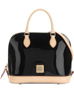 Dooney & Bourke Patent Leather Zip Satchel - Black