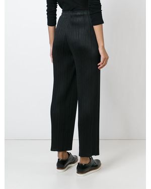 Pleats Please Issey Miyake Pleated Straight Trousers - Black
