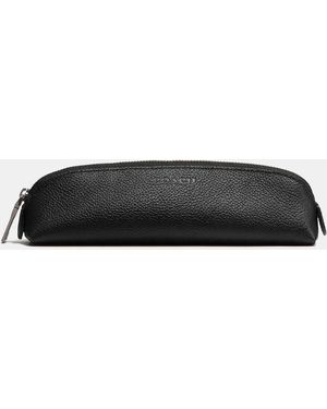 COACH Pencil Case In Refined Pebble Leather - Black