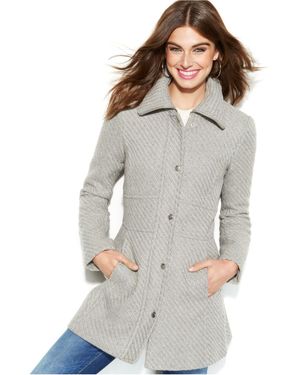 Jessica Simpson Braided A-Line Walker Coat - Gray