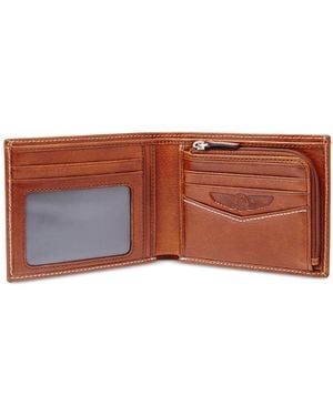 Fossil Danny Leather Zip Bifold Wallet - Brown