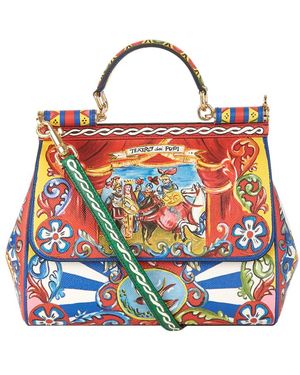 Dolce & Gabbana Carretto Print Medium Sicily Top Handle Bag - Multicolour