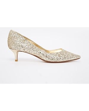 Dune Blitzen Gold Glitter Kitten Heel Pumps - Metallic