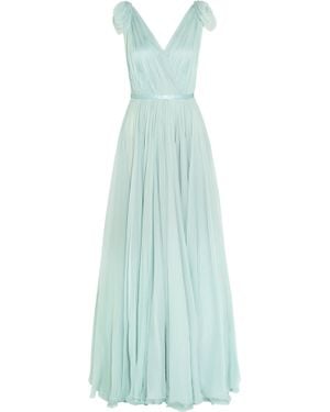 McQueen - Gathered Silk-chiffon Gown - Mint - Blue
