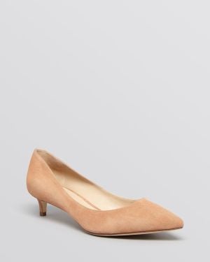 Via Spiga Pointed Toe Pumps - Hue Kitten Heel - Natural