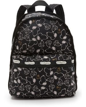 LeSportsac Peanuts X Basic Backpack - Snoopy Shuffle Black