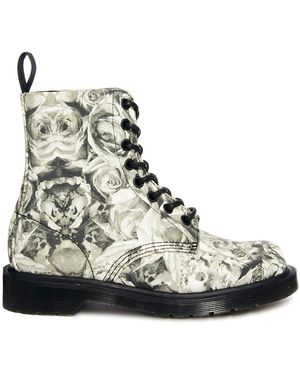 Dr. Martens Core Beckett Skull and Rose Print 8eye Boots - Black