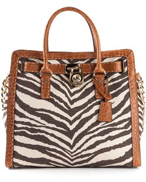 MICHAEL Michael Kors Hamilton Zebra Print Shoulder Bag - Brown