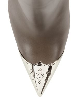 Christian Louboutin Calamijane Cap-Toe Leather Ankle Boots - Gray