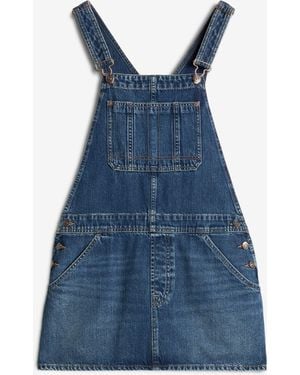 7 For All Mankind Dungaress Skirt Jasper - Blue