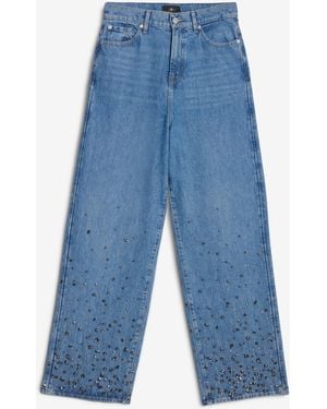 7 For All Mankind Embellished Tailorless Slouchy Wide - Blue