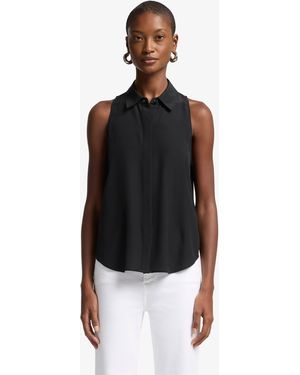 7 For All Mankind Button Down Shirt Silk Black