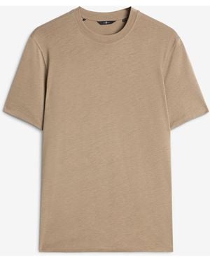 7 For All Mankind Crew Neck Short Sleeve T-shirt In Cotton Lyocell - Natural