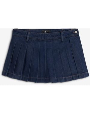 7 For All Mankind Pleated Mini Skirt - Blue