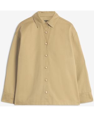 7 For All Mankind Pleated Overshirt In Comfort Twill - Natural
