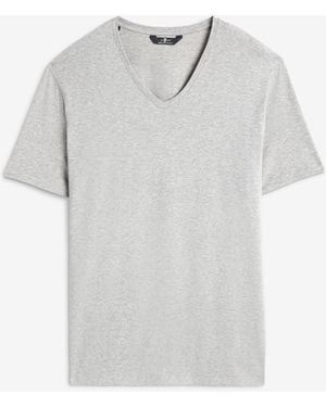7 For All Mankind V-neck T-shirt Luxe Performance Heather Grey - White