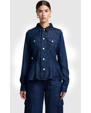 7 For All Mankind Flounce Trucker Jacket Stormy - Blue