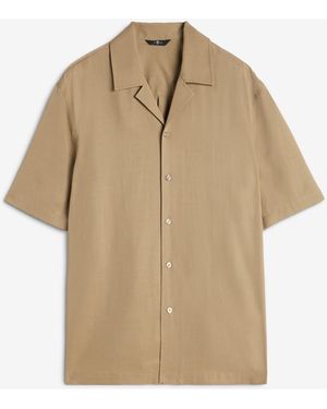 7 For All Mankind Short Sleeve Camp Shirt Lyocell Taupe - Natural