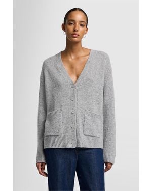 7 For All Mankind Boyfriend Cardi Cashmere Quite Grey Donegal