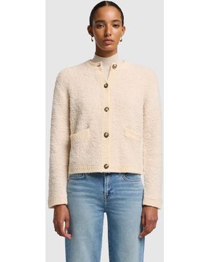 7 For All Mankind Round Neck Cardigan Fuzzy Milk - Natural