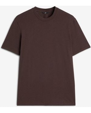 7 For All Mankind Crew Neck Short Sleeve T-shirt In Cotton Lyocell - Brown