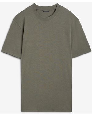 7 For All Mankind Crew Neck Short Sleeve T-shirt In Cotton Lyocell - Green
