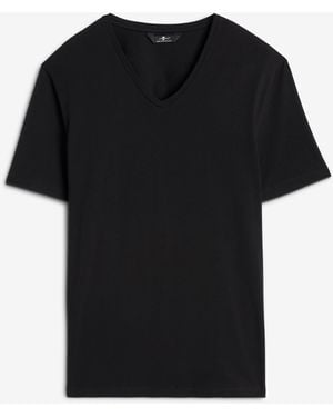 7 For All Mankind V-neck Short Sleeve T-shirt In Luxe Performance - Black