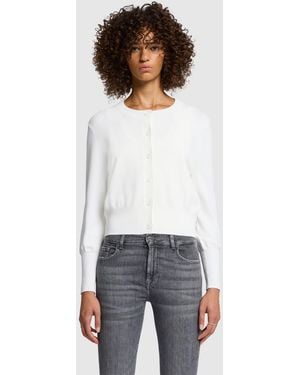 7 For All Mankind Classic Fitted Cardigan Rib Off White