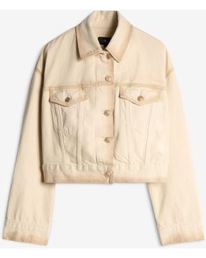 7 For All Mankind Oli Cropped Trucker Mankind Sand Beach - Natural