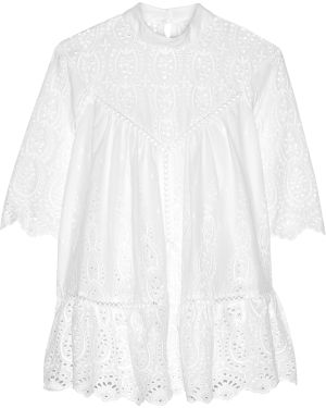Zimmermann Epoque Broderie Anglaise Cotton Top - White