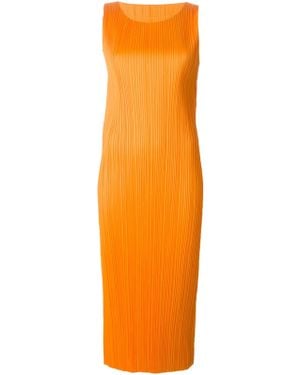Pleats Please Issey Miyake Pleated Long Dress - Orange