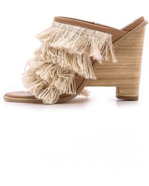 Tibi Ophelie Fringe Mules - Natural