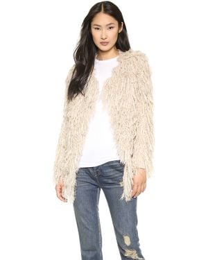 Free People Faithful Shaggy Cardigan - Sand - Natural