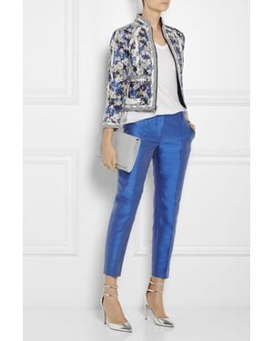 J.Crew Collection Silk-Blend Shantung Straight-Leg Trousers - Blue
