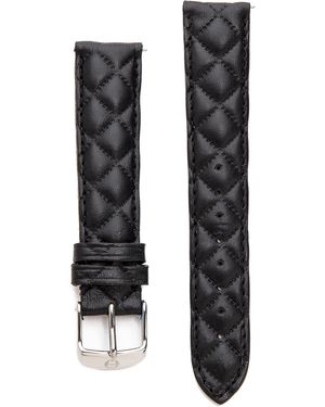 Michele 18mm Quilted Leather Watch Strap - Black