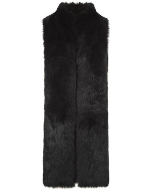 Whistles Reversible Longline Sheepskin Gilet - Black