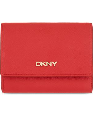 DKNY Small Saffiano Leather Trifold Wallet - Red