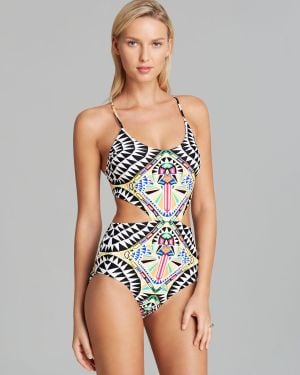 Mara Hoffman Cosmic Fountain Lace Up One Piece Swimsuit - Multicolor