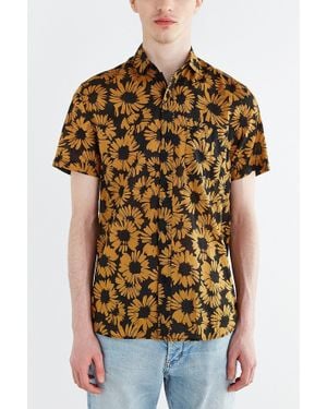 Koto Short-sleeve Sunflower Breezy Button-down Shirt - Metallic