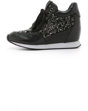 Ash Rhinestone Wedge Sneakers - Black