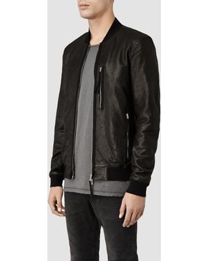 AllSaints Blenham Leather Bomber Jacket - Black