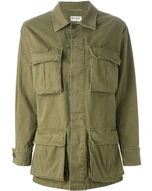 Saint Laurent Embroidered Military Jacket - Green