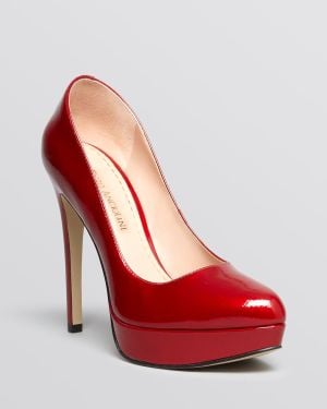 Enzo Angiolini Almond Toe Platform Pumps Arlee High Heel - Red