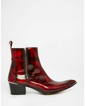 Jeffery West Zip Cuban Heel Boots - Red