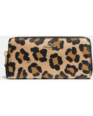 COACH Accordion Zip Wallet In Ocelot Print Crossgrain Leather - Multicolor
