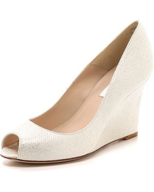LK Bennett Erica Peep Toe Wedges Soft Gold - Metallic
