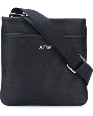 Armani Jeans Jacquard Logo Shoulder Bag - Blue