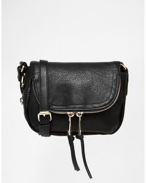 Oasis Fold Over Zip Detail Cross Body Bag - Black