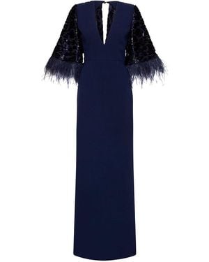 Rebecca Vallance Maelle Cape Gown - Blue